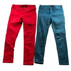 Lila Ryan Womens Pants Size 26P Lot Of Two Stretch Skinny Leg Casual Red Blue